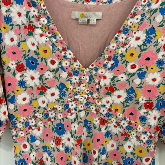 Boden Eva Pink Floral/Milkshake Jersey Midi Dress Size 4 Petite - Picture 6 of 12